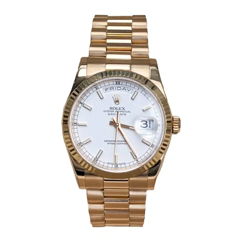 Rolex Day-Date White Dial 18K Yellow Gold President